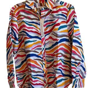 Foxcroft Wrinkle Free Shaped Fit Multi-Color Button Down Shirt- Small NWT